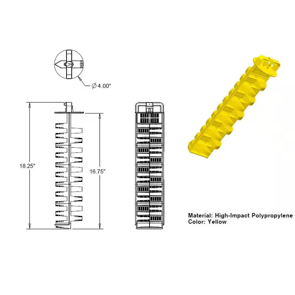 Septic Tank Effluent Filter 4 in Tee Insert Yellow Washable Reusable Easy Clean