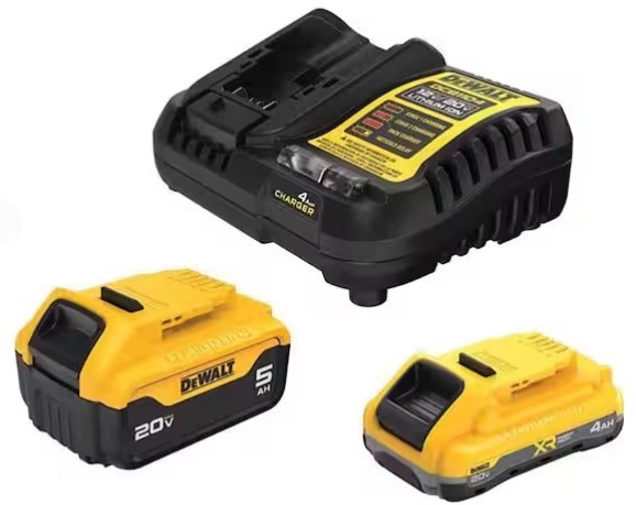 DeWALT Battery Kit 5Ah & 4Ah XR 20V POWERPACK Starter Set and Charger DCB245-2C