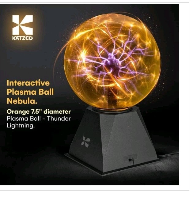 7.5 ” Orange Plug In Plasma Ball Touch Sensitive With 1 Bulb Wireless Light Up