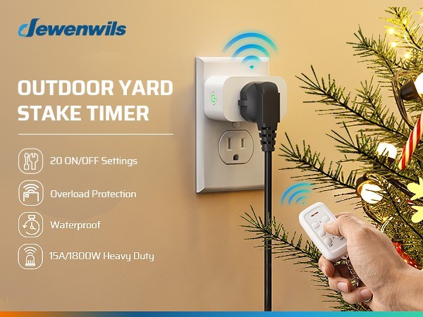 DEWENWILS Remote Control Outlet 3 Independent Wireless Sockets 15A 100ft