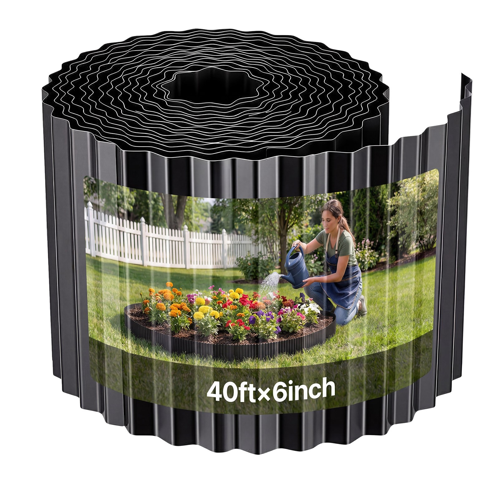 VEVOR Galvanized Steel Landscape Edging 40 ft x 6 in Metal Garden Edging