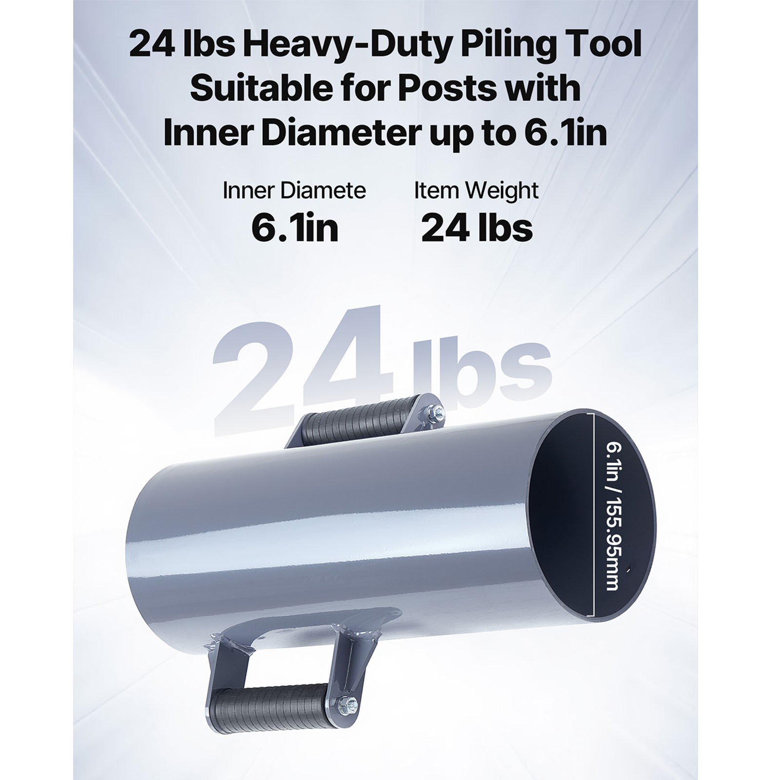 Uimoso Fence Post Driver with Handles 6.1 in Inner Diameter T Post Pole Pounder