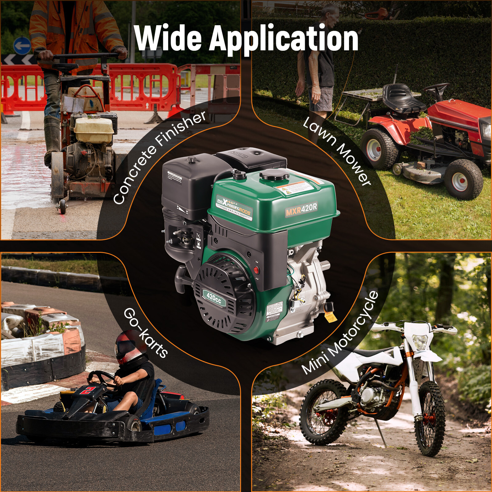 15HP 420cc Horizontal Engine Motor Gasoline 4 Stroke Recoil Start For Go-Kart