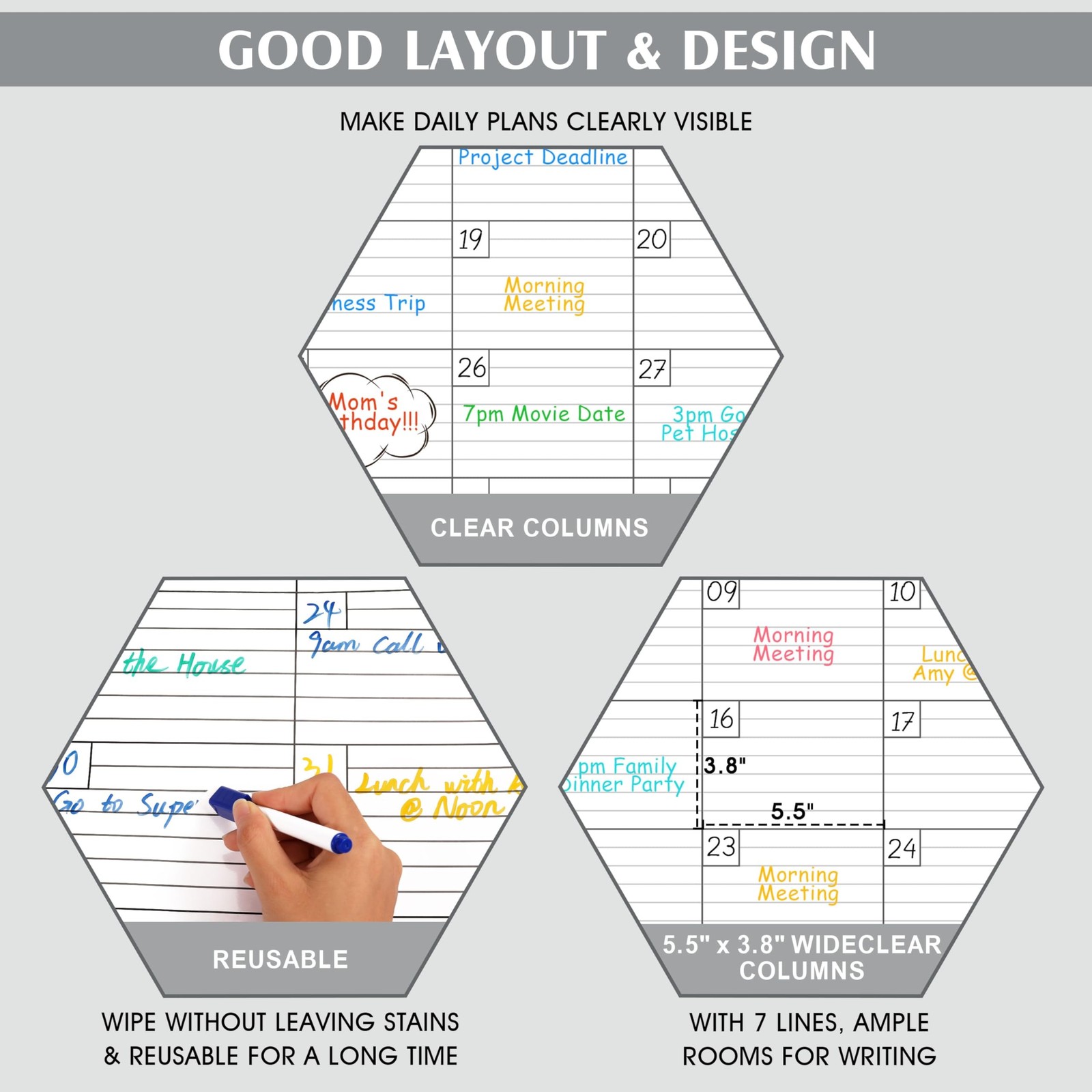 Large Dry Erase Calendar for Wall – Undated 1 Month Big Wall Calendar, 40″ x …