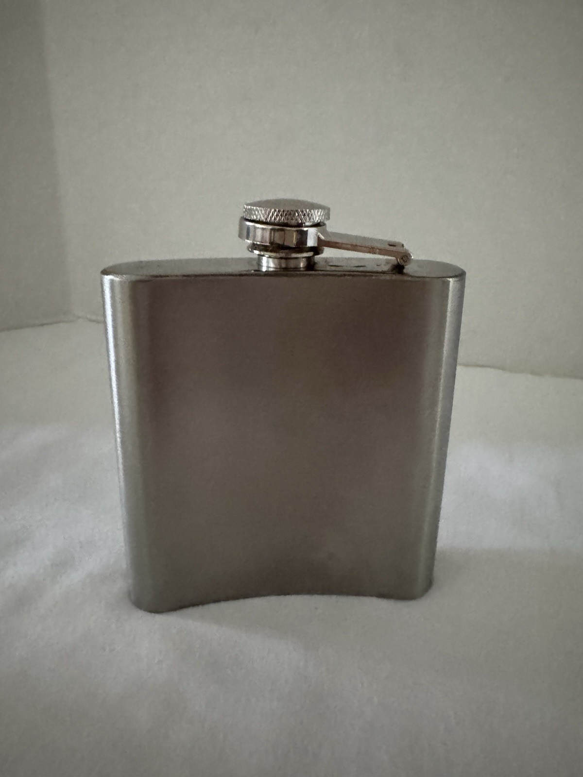 Classic Stainless Steel Flask w/Attached Screw On Lid