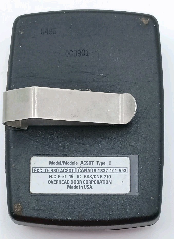 Overhead Door ACSOT Type 1 Single Button Garage Door Opener Remote