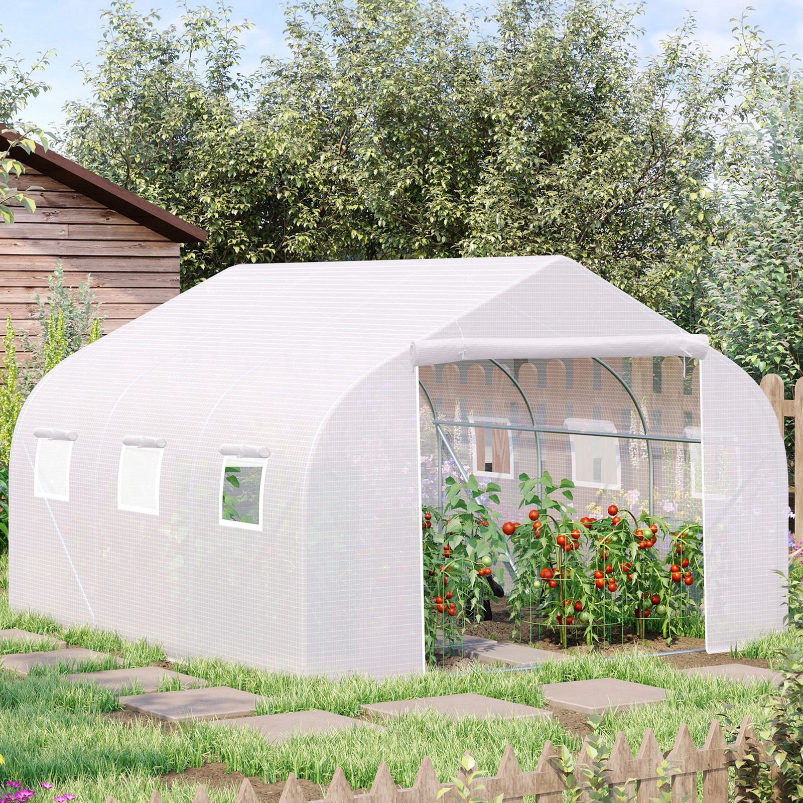 12′ x 10′ x 7′ Greenhouse Large Walk-in Hot Green House Plant Gardening White