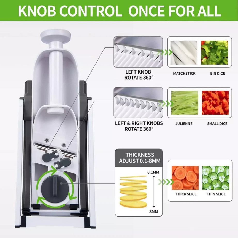 Safe Mandoline Slicer 5 in 1 Vegetable Chopper Food Potato Cutter Adjustable**++