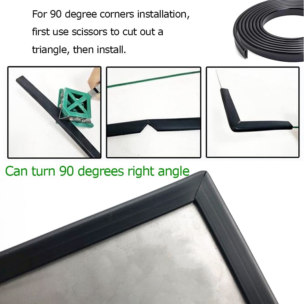 Rubber Edge Black, U Channel PVC Plastic, Metal Sharp Edge Protector Fit fo