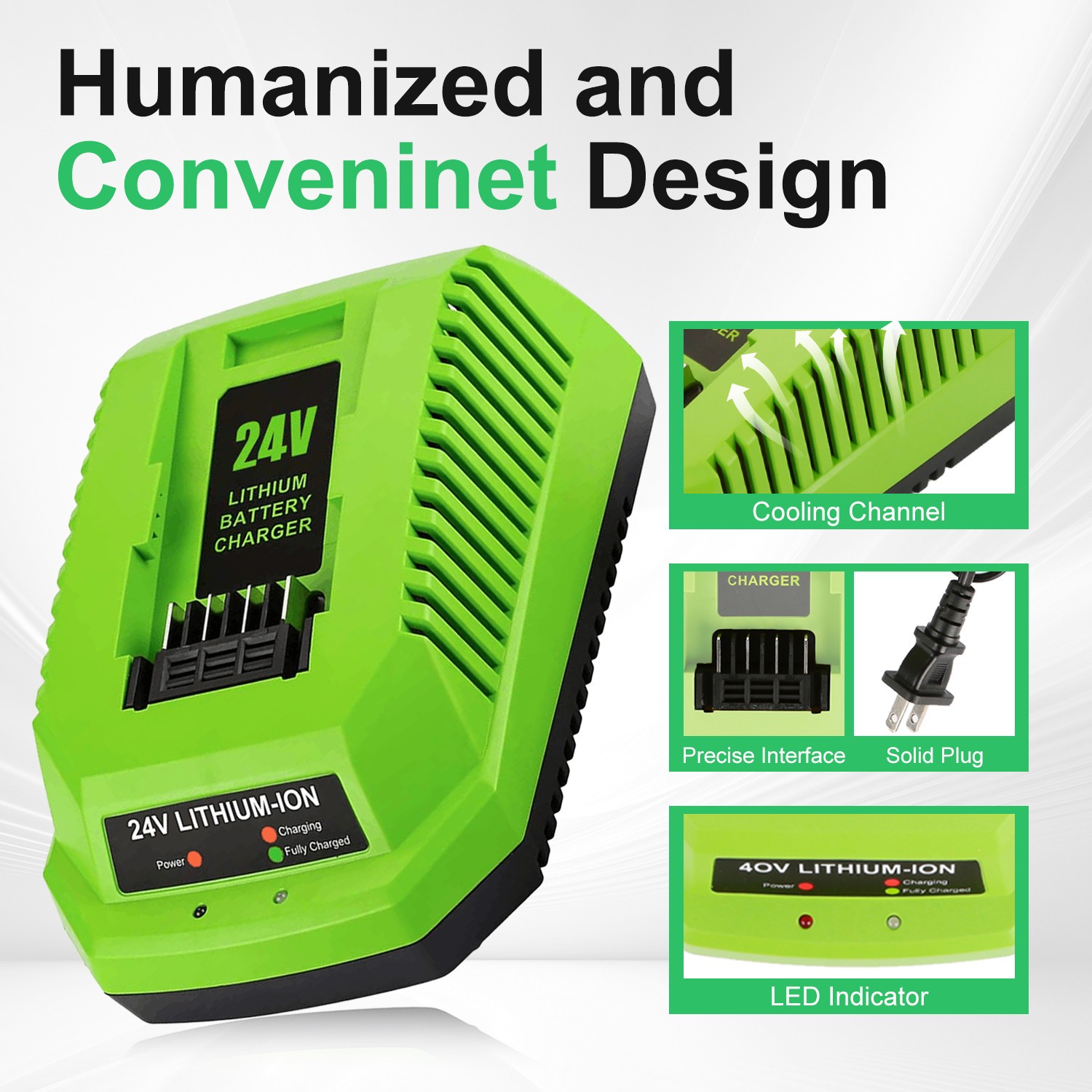 40V Lithium Ion Battery Fast Charger for Greenworks G-MAX 40volt 29462 29472