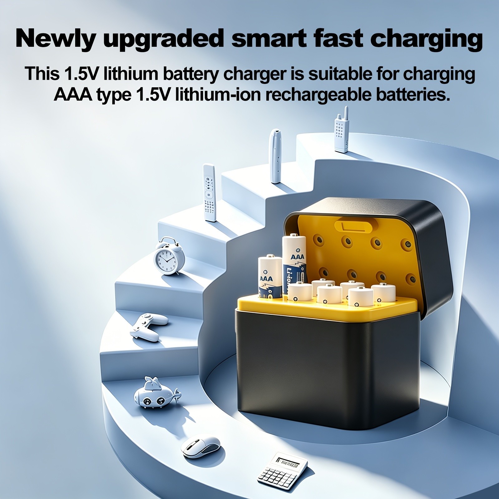 8 Slot 1.5V Rechargeable AAA Lithium-ion Battery Fast Charger Storage Box