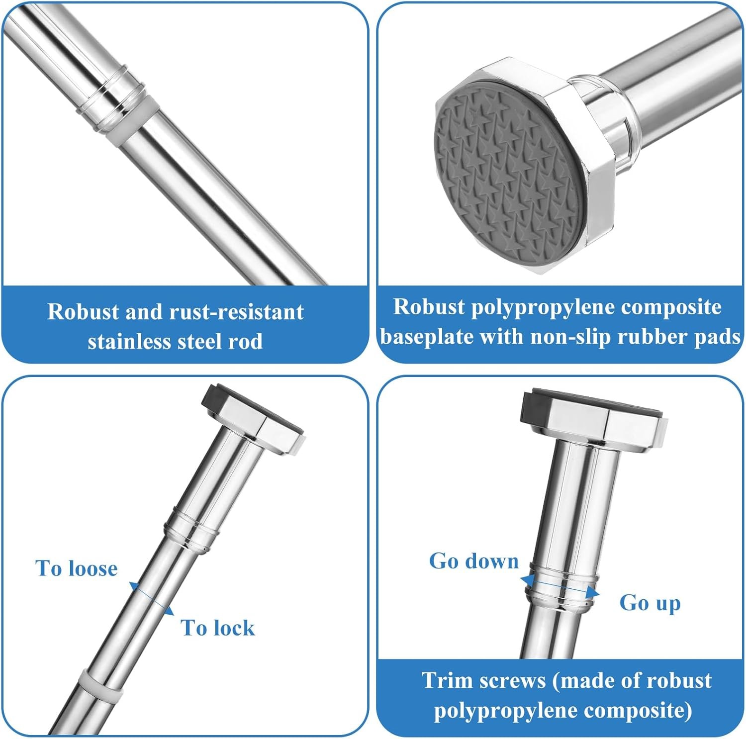 Adjustable Undermount Sink Brackets – 2 Pcs Stainless Steel Sink Support Pole