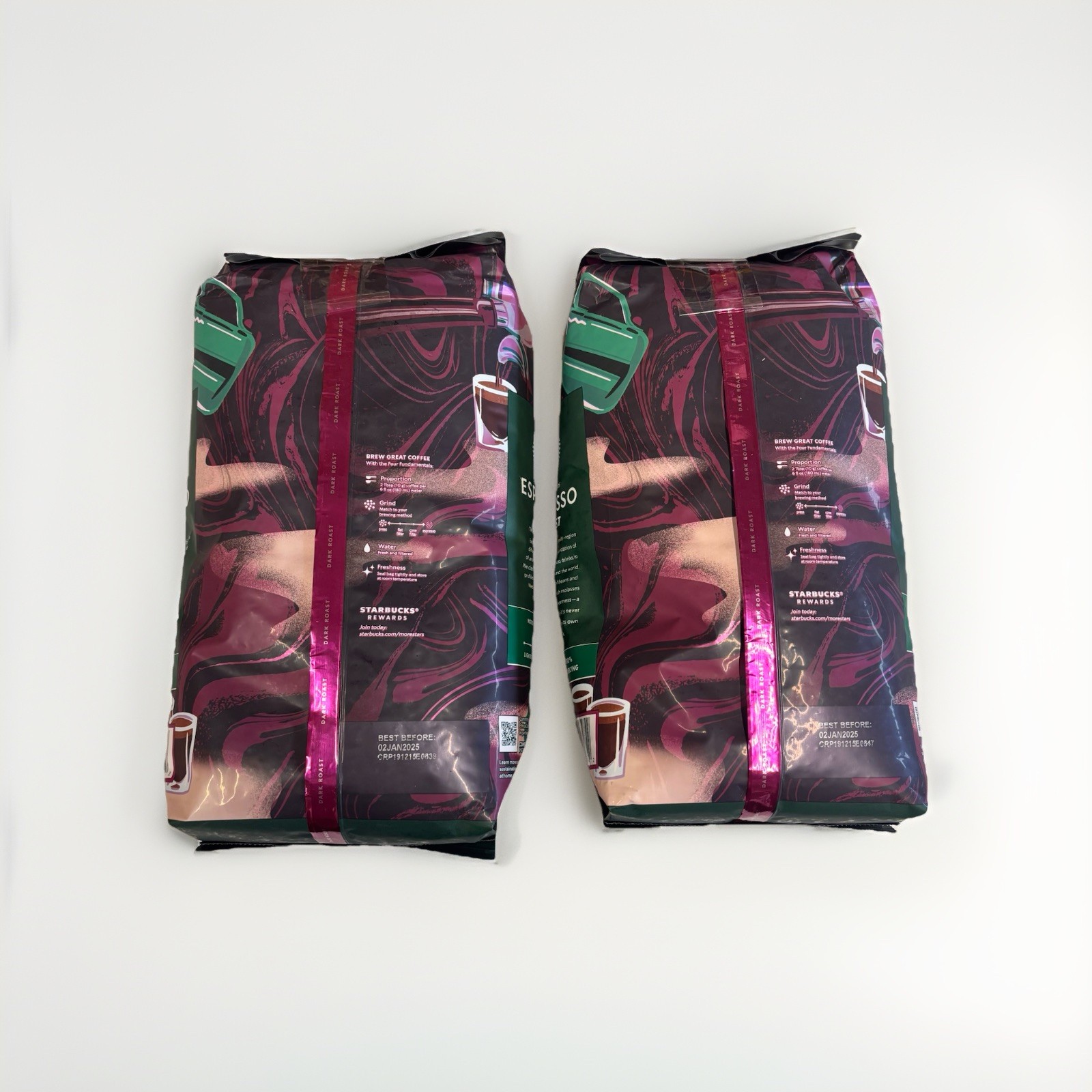 Starbucks Espresso Dark Roast Whole Bean Coffee, 2x40oz Bags (5lbs) *Old Stock*