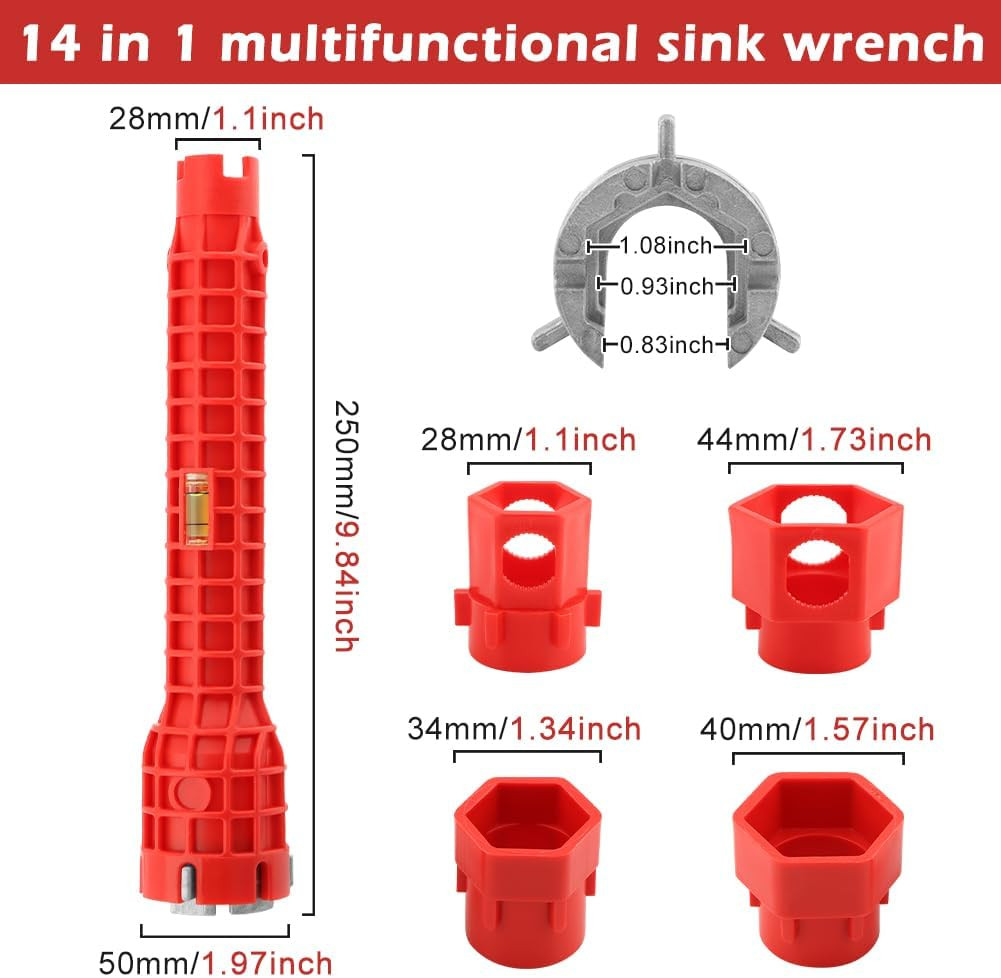 14-In-1 Multi-Functional Wrench Faucet Sink Installer Tool for Toilets and Kitch