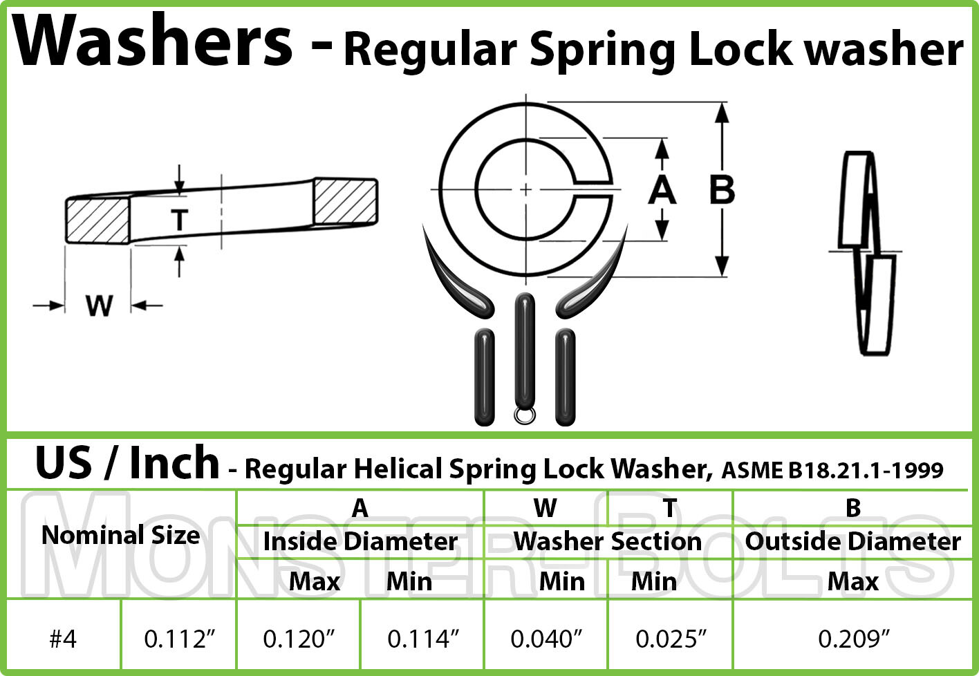 Medium Split Lock Washers, Steel w/ Black Oxide, #2 #4 #6 #8 #10 1/4″ 5/16″ US
