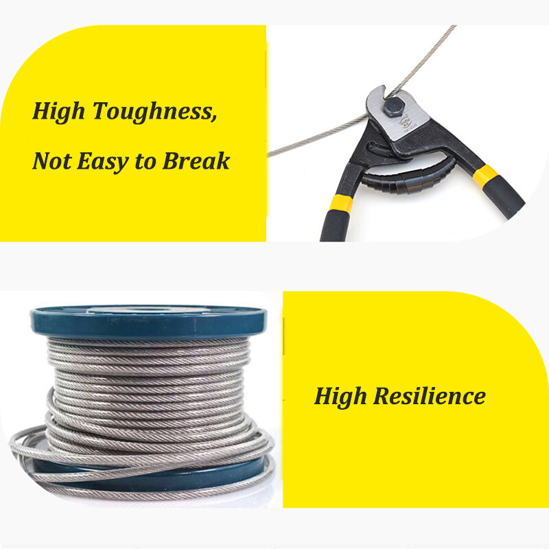 PVC Clear Coated Steel Wire Rope Cable 0.6mm 1mm 3mm 4mm 5mm 6mm 8mm 10mm 12mm