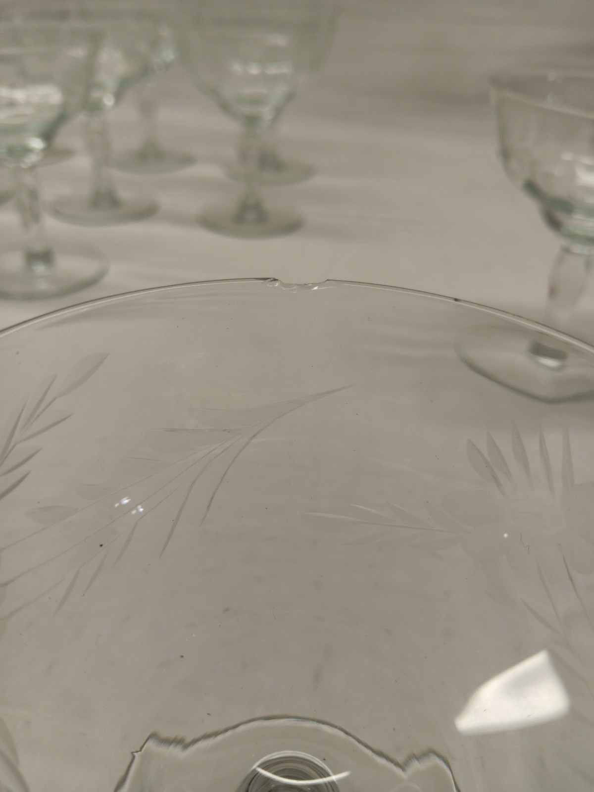 Tiffin 11pc Crystal Optic Paneled Glass Etched Cordial Champagne Glasses