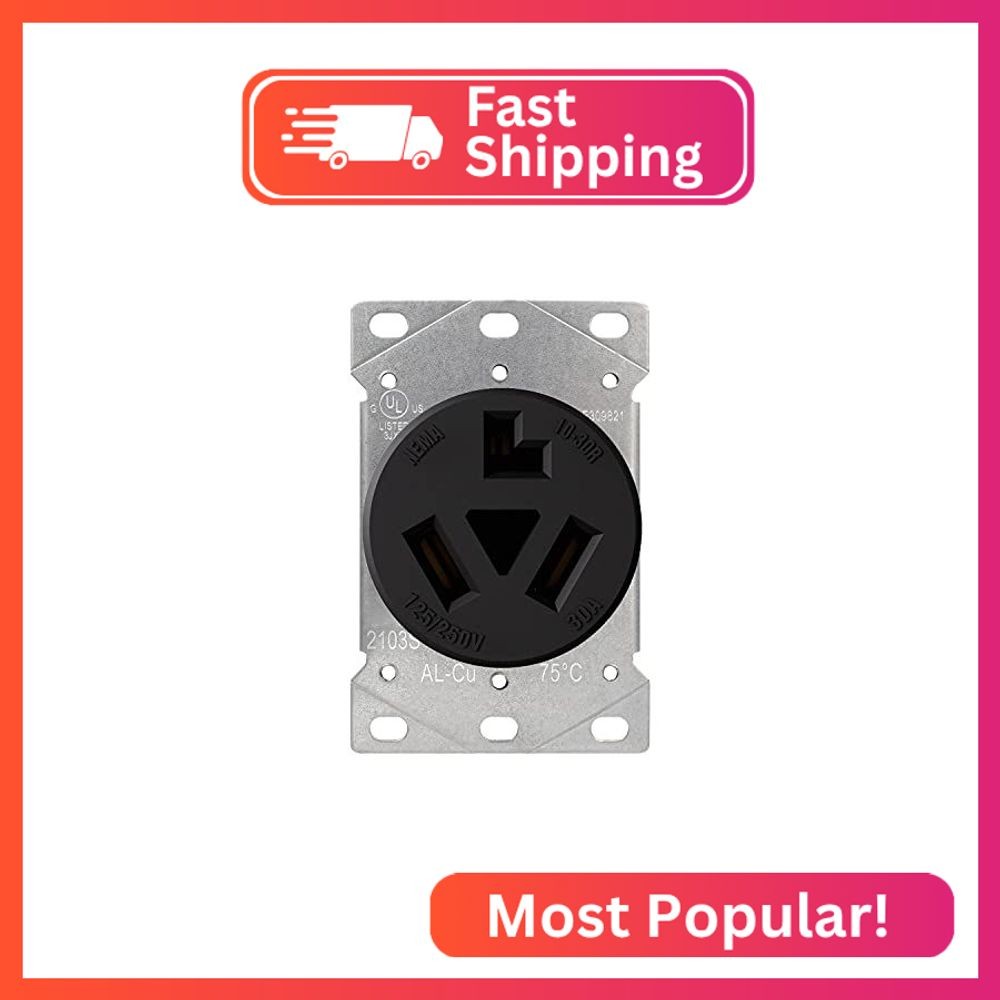 AIDA 10-30R Dryer Outlet 30-Amp 3-Pole, 3-Wire 125/250-Volts Non-grounding Heavy