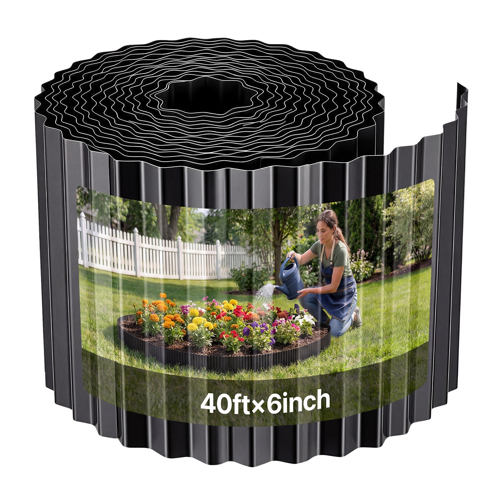 VEVOR Galvanized Steel Landscape Edging 40 ft x 6 in Metal Garden Edging
