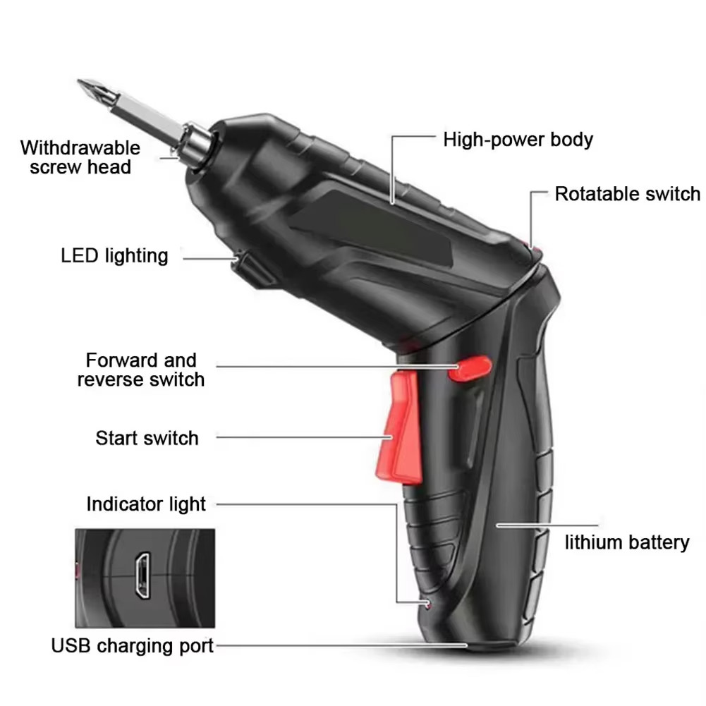 3.6V Electric Screwdriver Rechargeable Cordless Electric Drill Power Tool Set