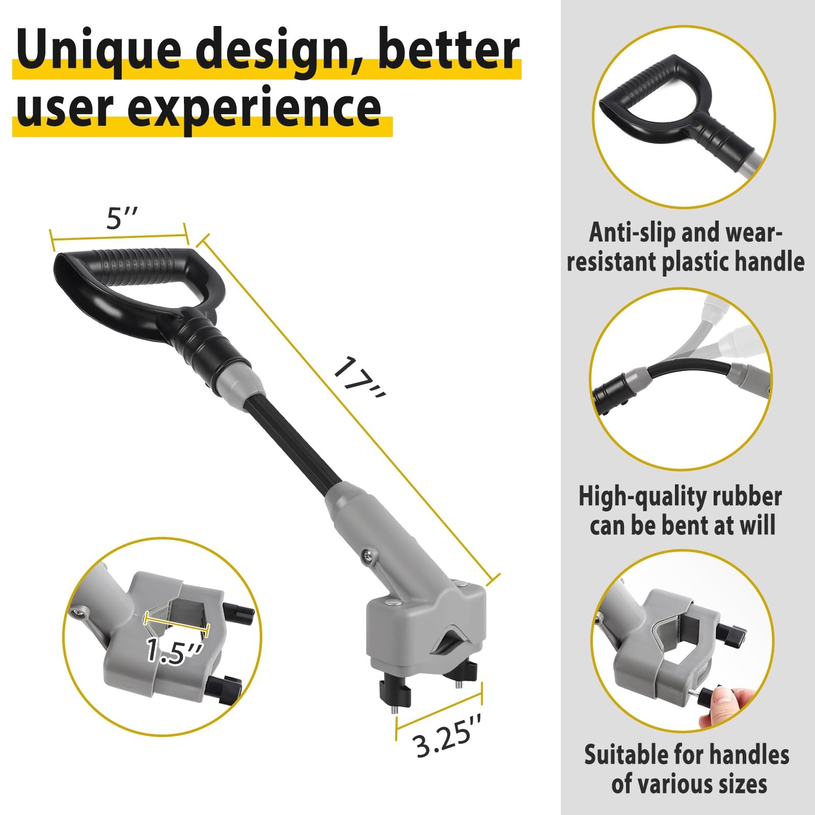 Universal Snow Shovel Handle, Back Saver Handle Attachment for Snow Shovel, Ergo