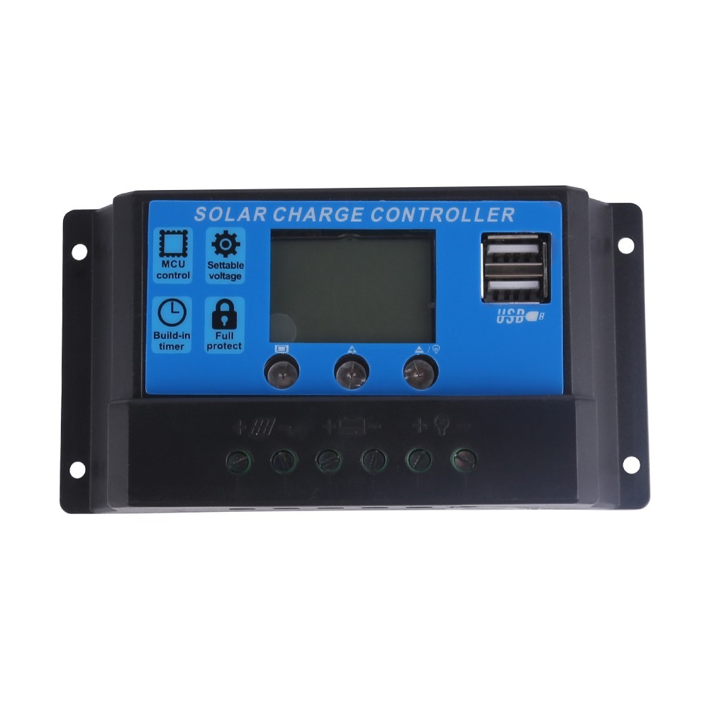 30A Solar Panel Battery Charge Controller 12V/24V LCD Regulator Auto Dual USB US