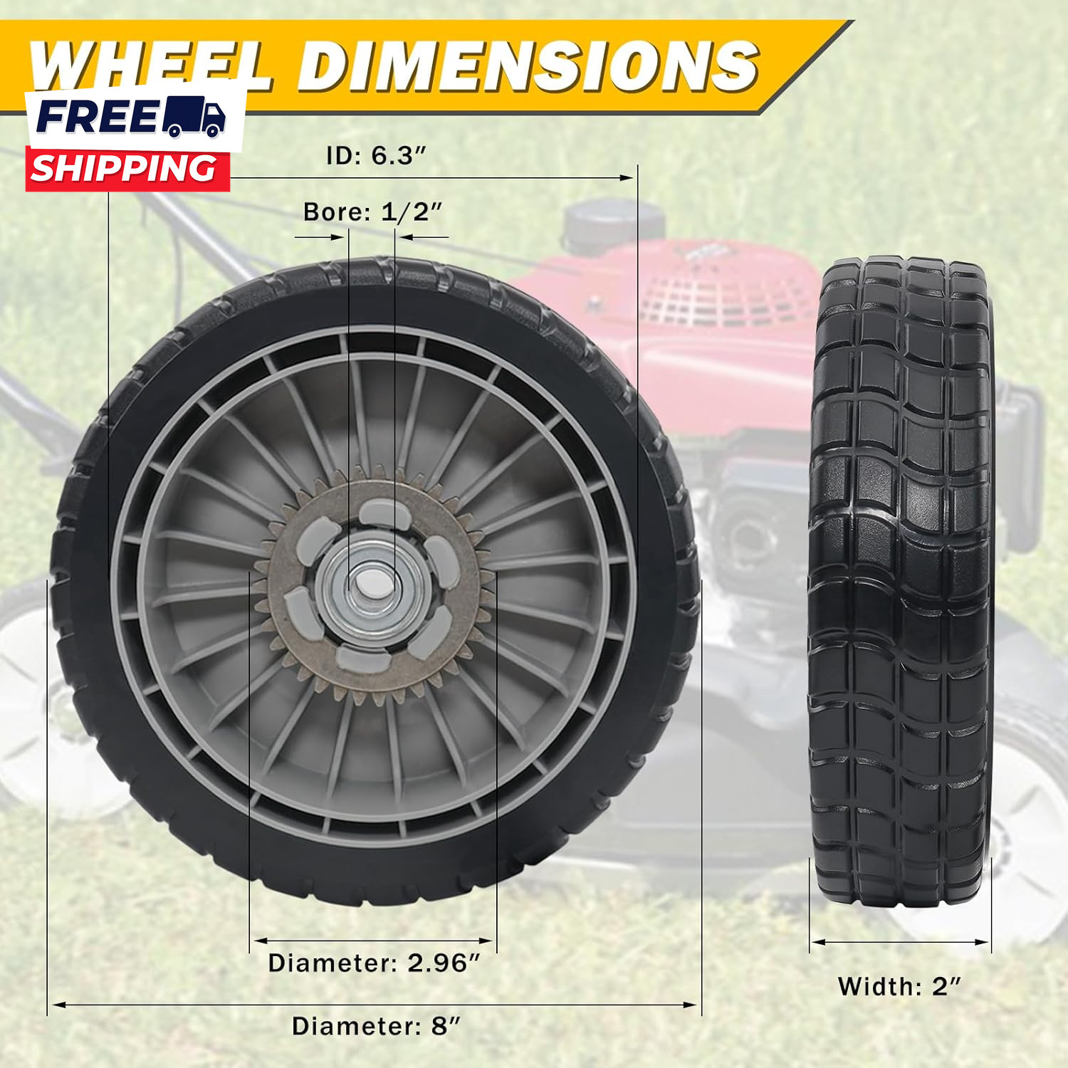 4 Pcs 8″ Lawn Mower Wheels Compatible with Honda HRR216 HRS216 HRT216 Lawn Mower