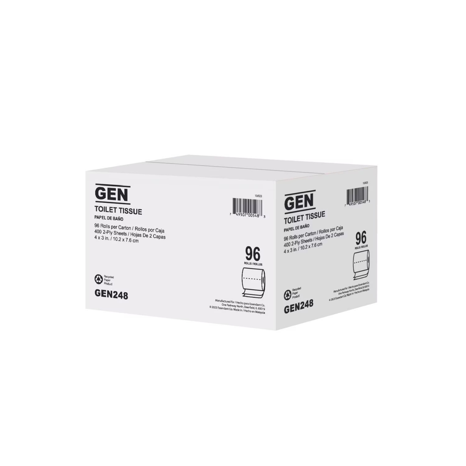 GEN Standard Bath Tissue, 2-Ply, White, 400 Sheets per Roll, 96 Rolls Carton