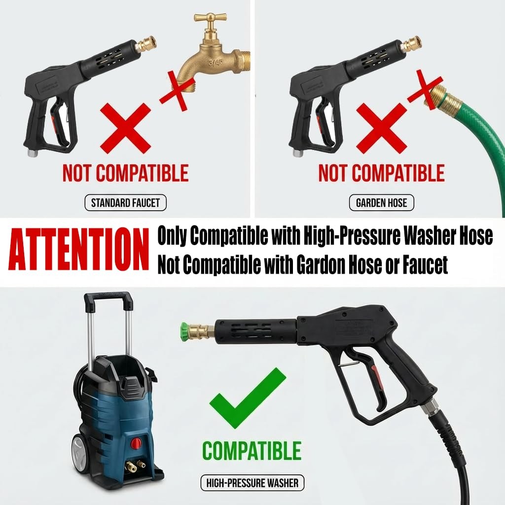 5000PSI Swivel Short Pressure Washer Gun 3/8 Plug M2214mm M2215mm Wand