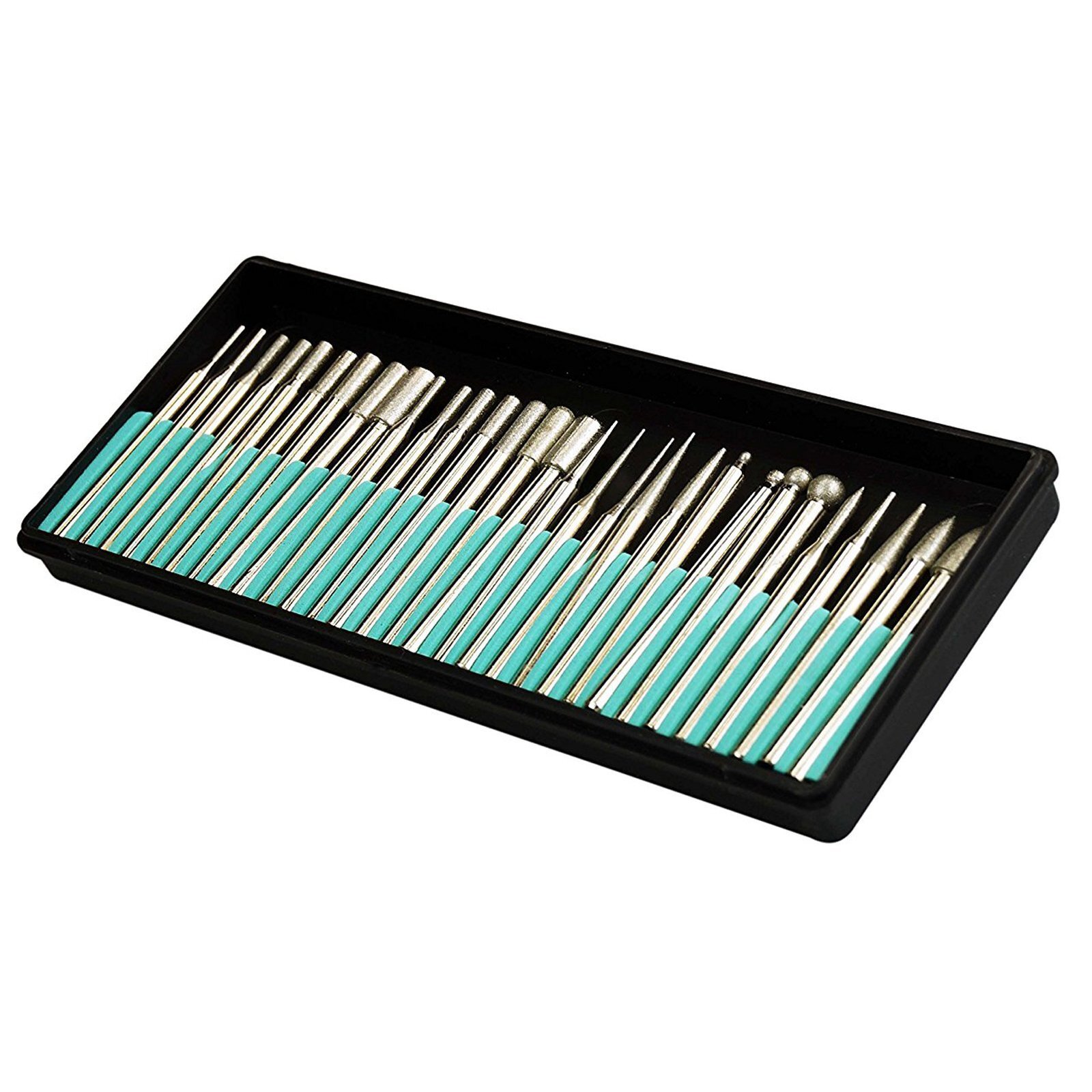 30pc Diamond Tip Cutting Burr Bit Set for Rotary Tool (Many Grit Sizes)