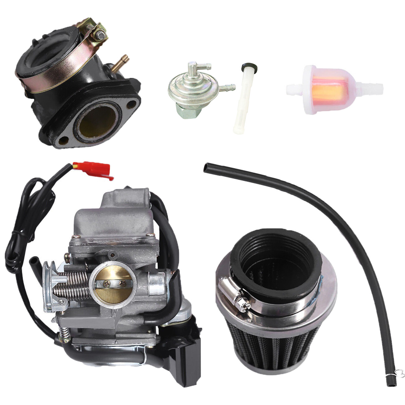 Carb 26mm Air Filter Intake Manifold Petcock For GY6 150cc ATV Go Kart Scooter