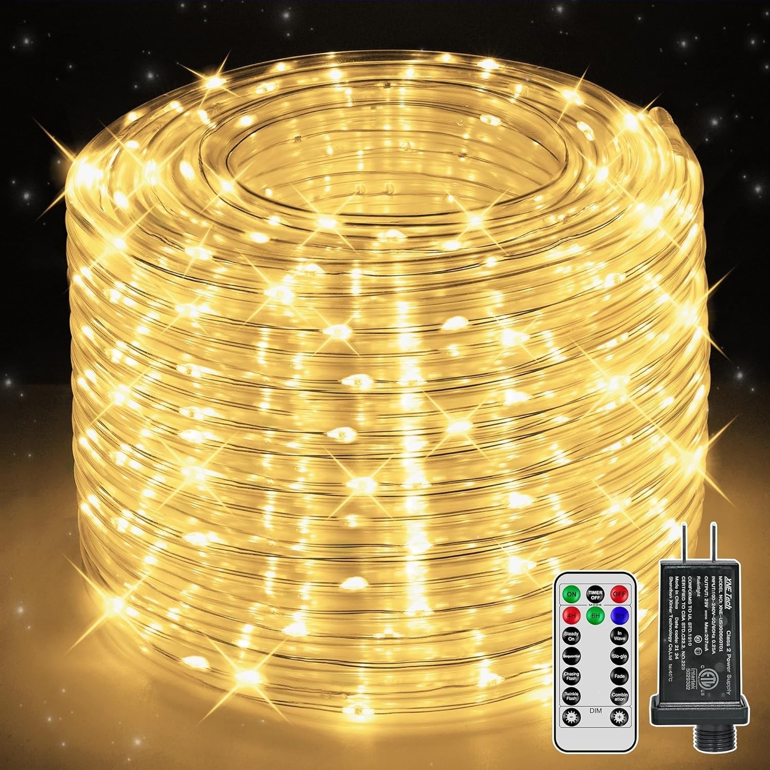 LED Rope Lights 50ft Waterproof Outdoor Indoor Dimmable Remote Decor