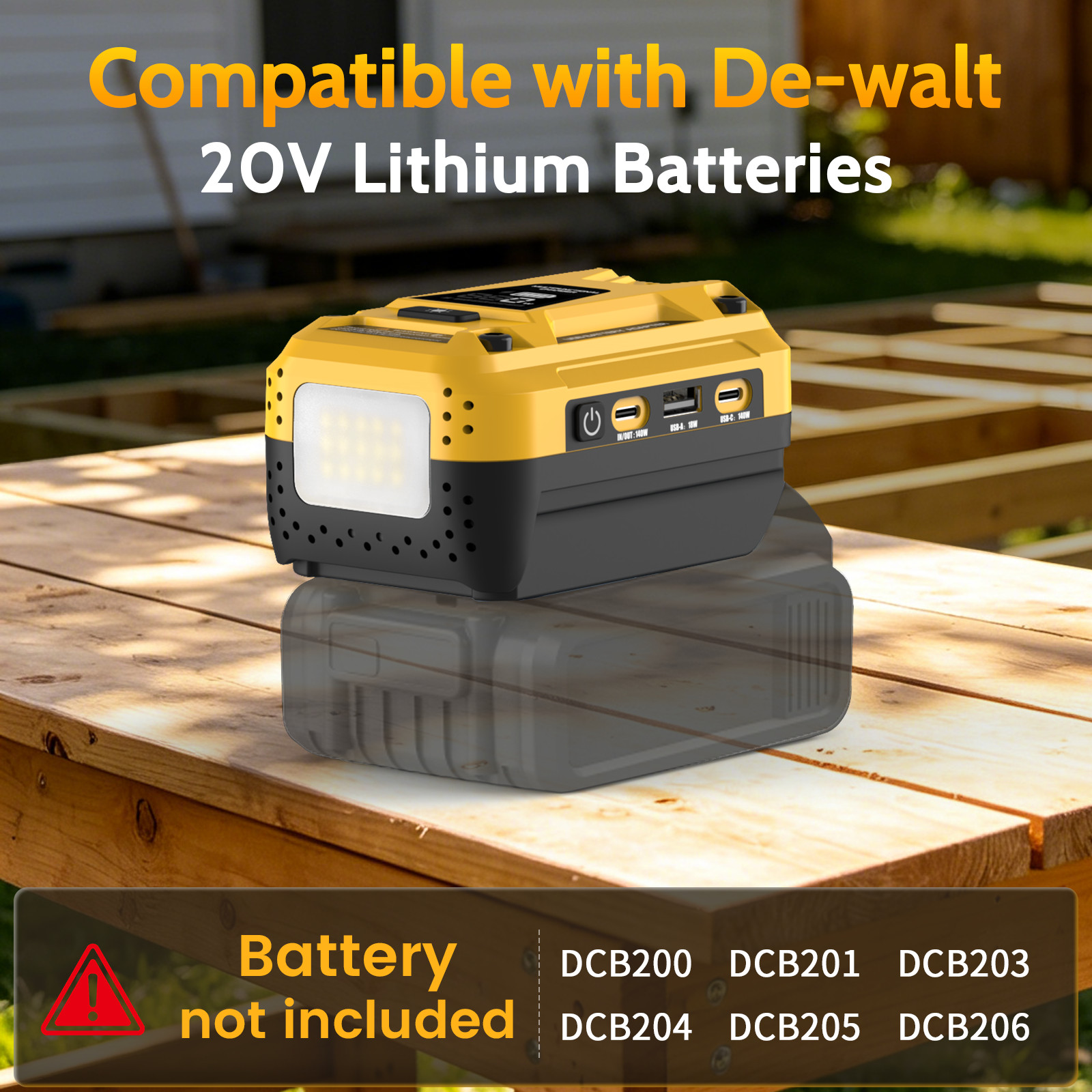 140W USB-C PD Power Source for Dewalt 20V Max Battery Adapter Portable Charger