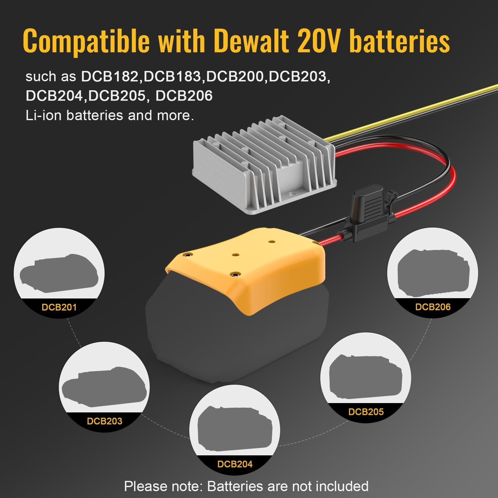 Voltage Reducer，240W 20A Step Down Converter Adapter Compatible with Dewalt 20V