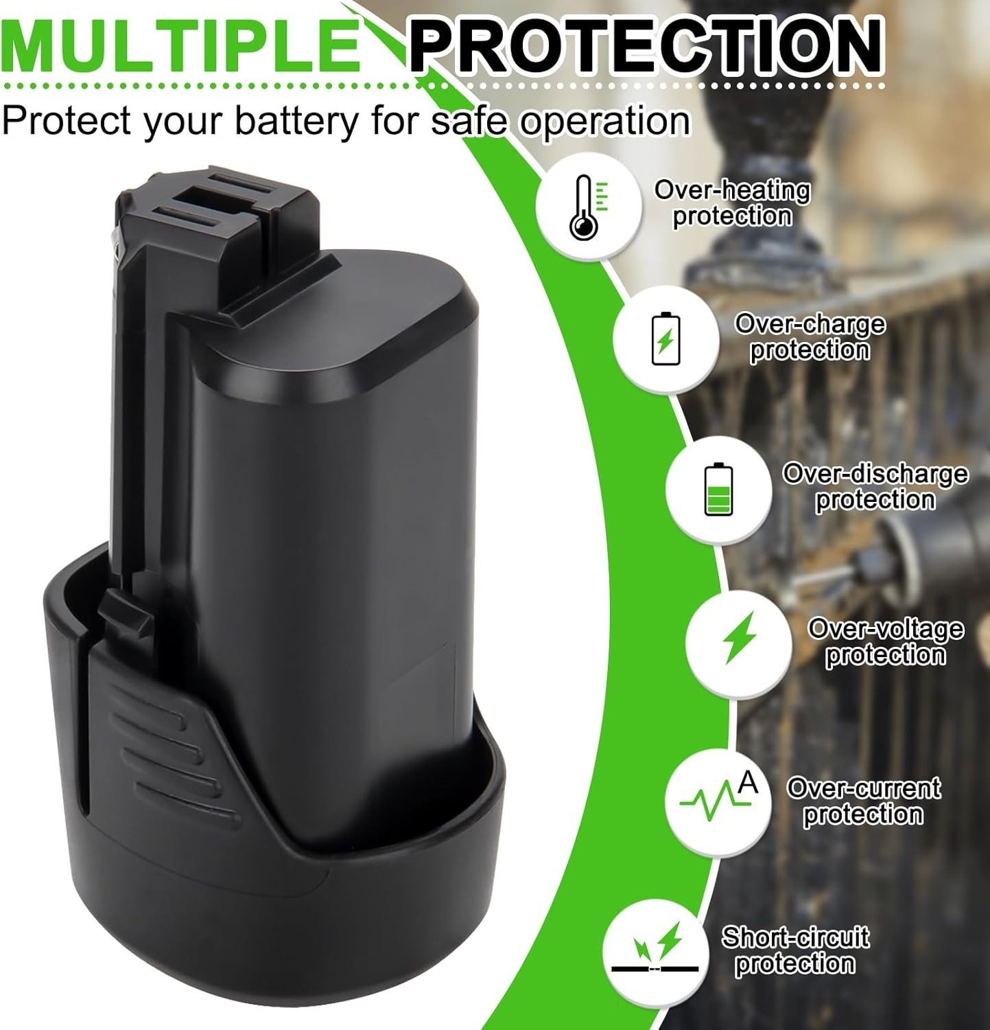2-Pack 12V Rechargeable Batteries for Rotary Tools, 4.0Ah Capacity Included