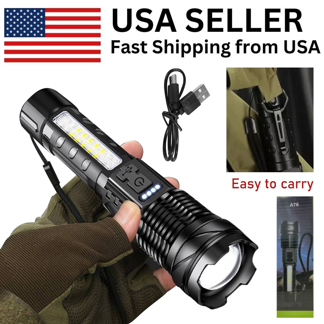 990000000 Lumen Super Bright LED Tactical Flashlight Rechargeable LED Work Light