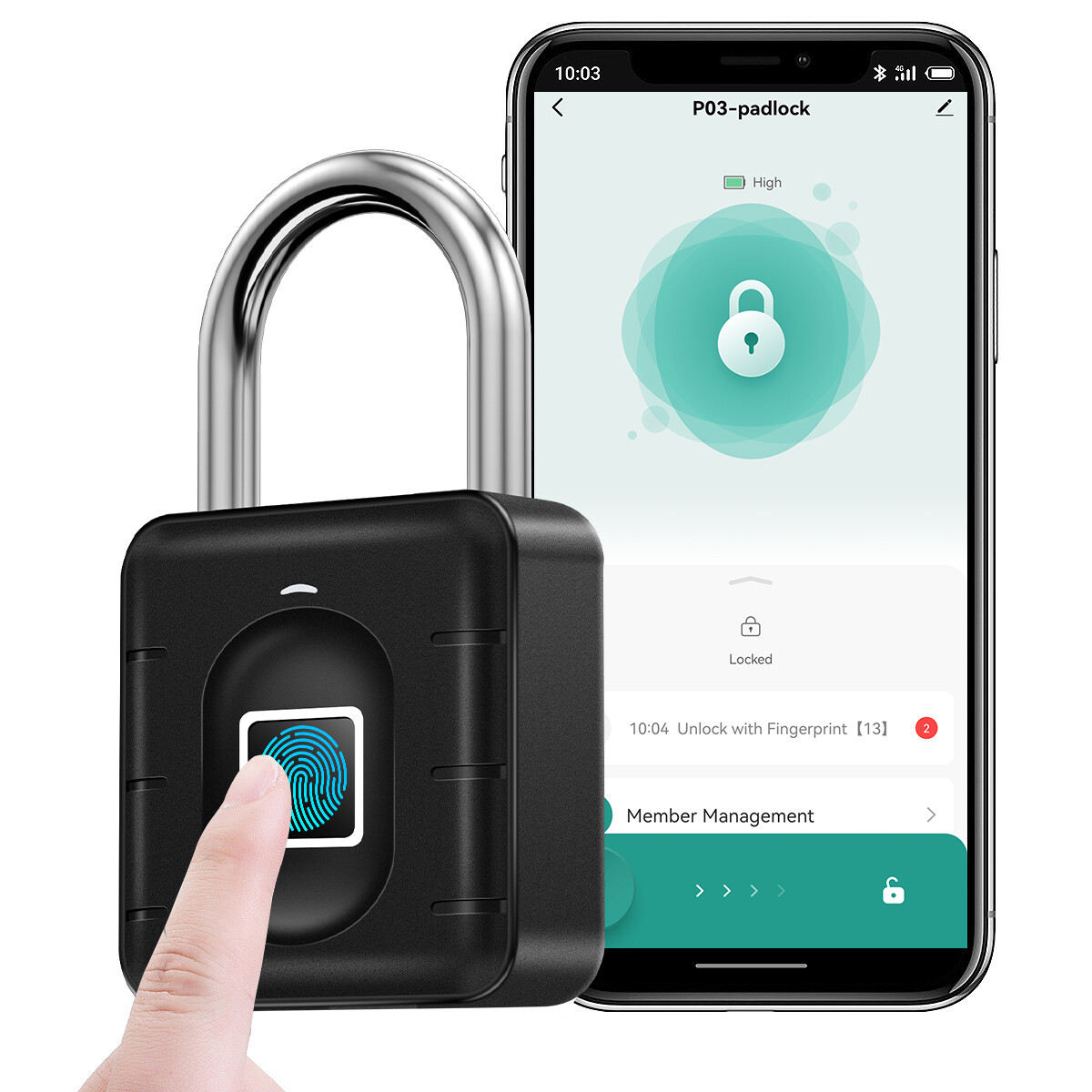 Waterproof Fingerprint Padlock Bluetooth Digital APP Keyless Smart Door Lock