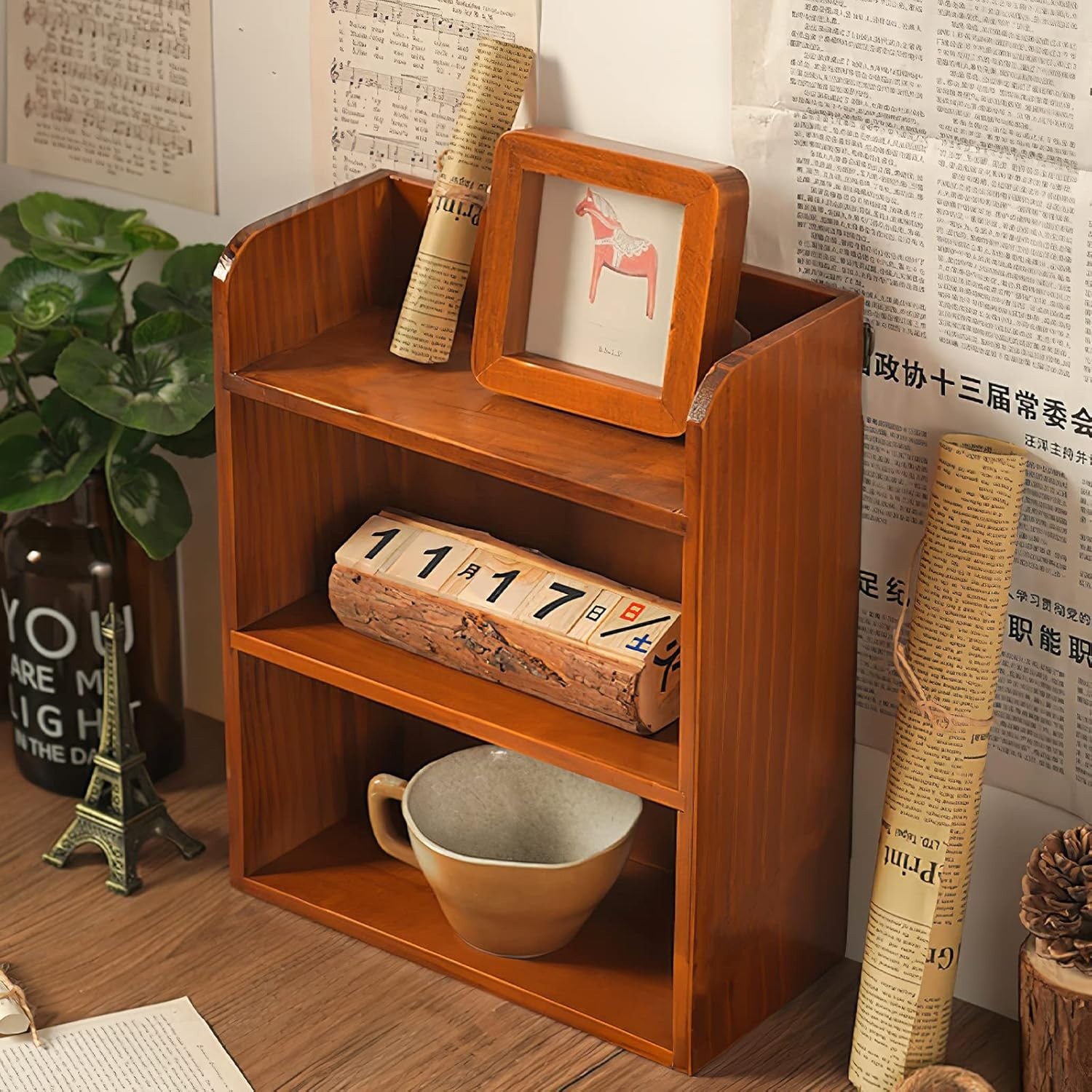 3 Tier Vintage Display Shelf – Freestanding or Wall Hanging Decorative Storage