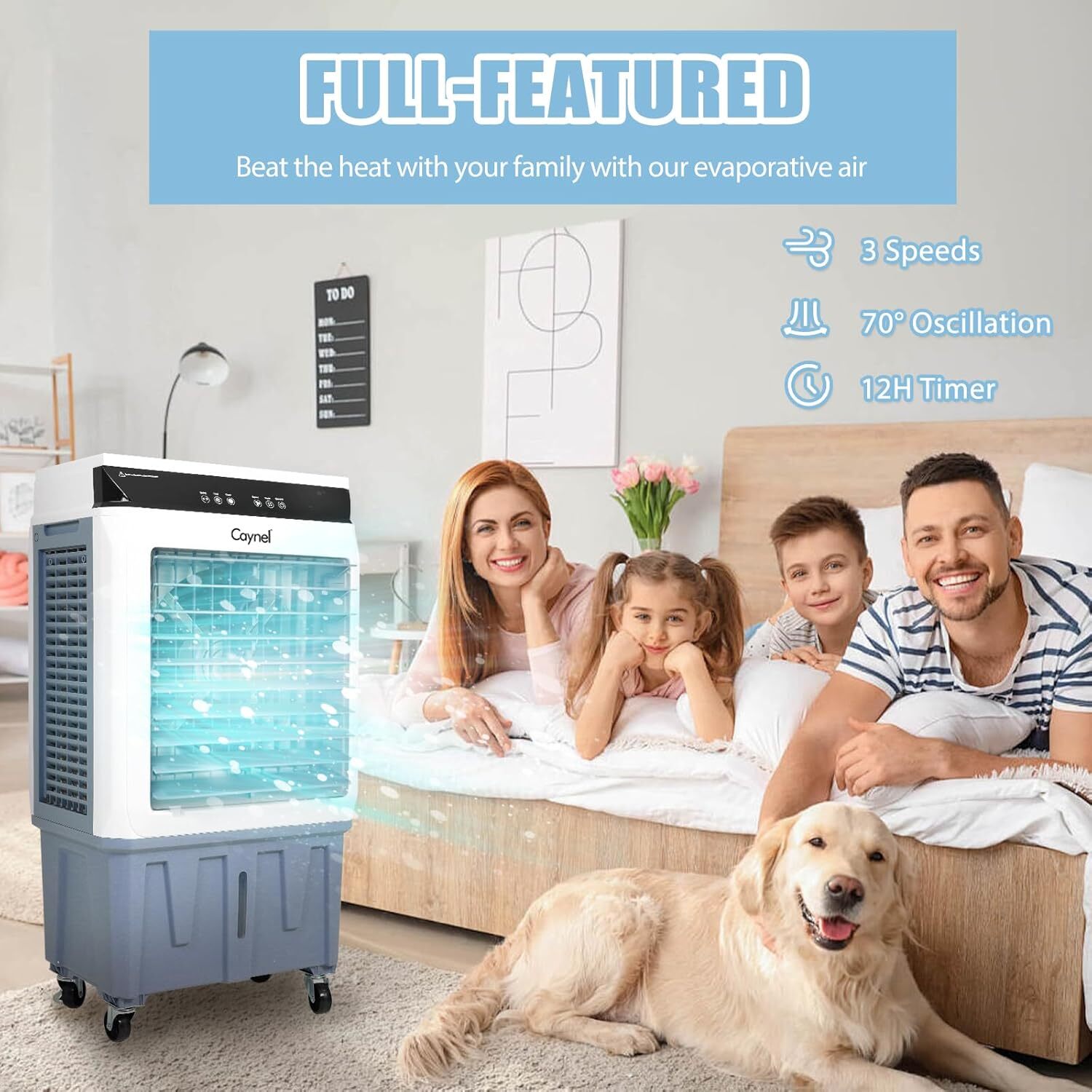 Evaporative Swamp Cooler w/ 5.3 Gallon Water Tank Cooling Tower Fan for Outdoor