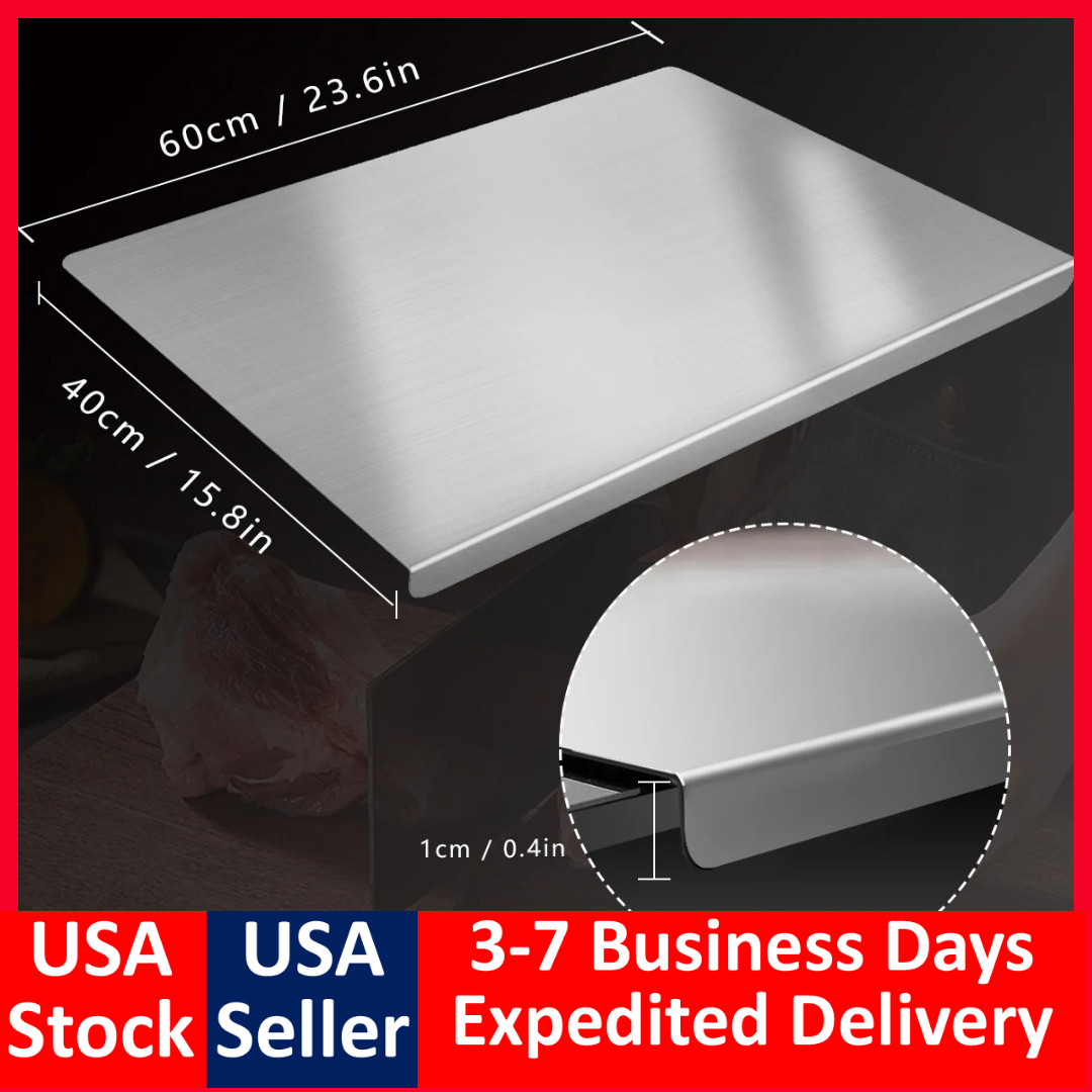 304 Stainless Steel Chopping Board Large with Lid Non Slip for Kitchen Counter