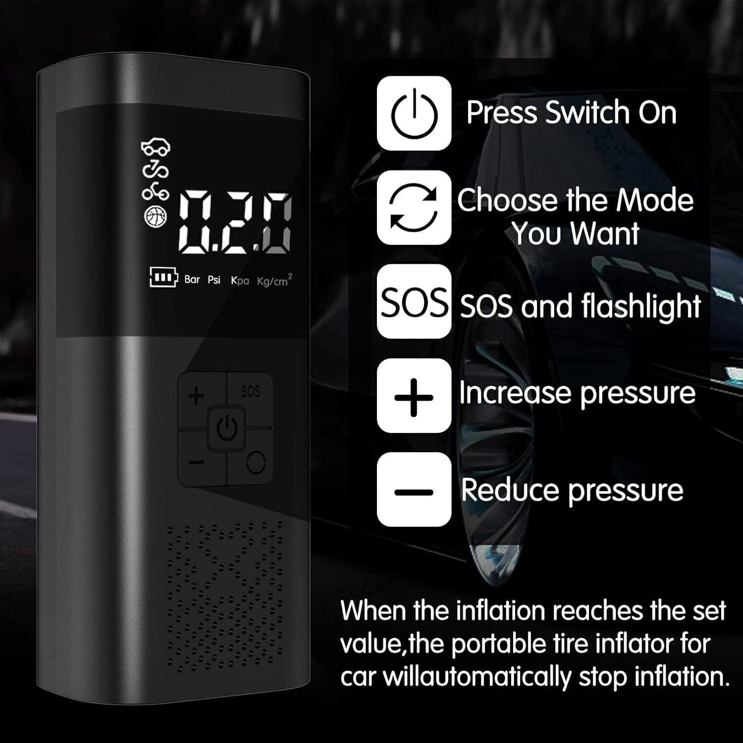 150PSI Digital Tire Inflator Car Air Pump Compressor Electric Portable Auto 12V