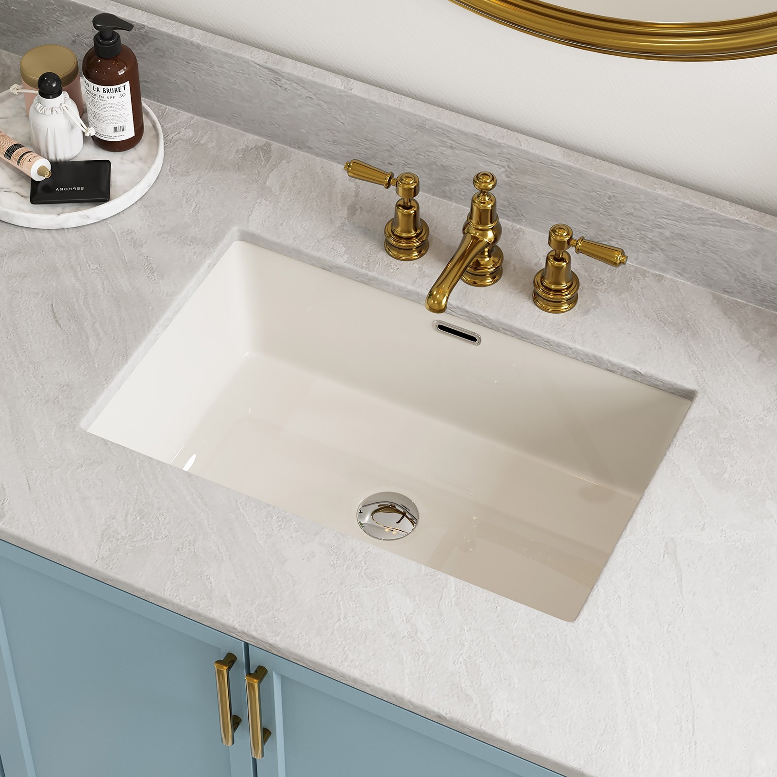 HOROW Undermount Bathroom Sink 20×15 In Under Counter Vessel Sink with Overflow