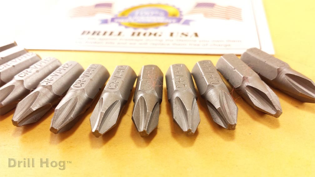 Drill Hog® #2 Phillips Insert Bit Screw 1/4″ Hex #2 x 1″ Lifetime Warranty 10 Pc