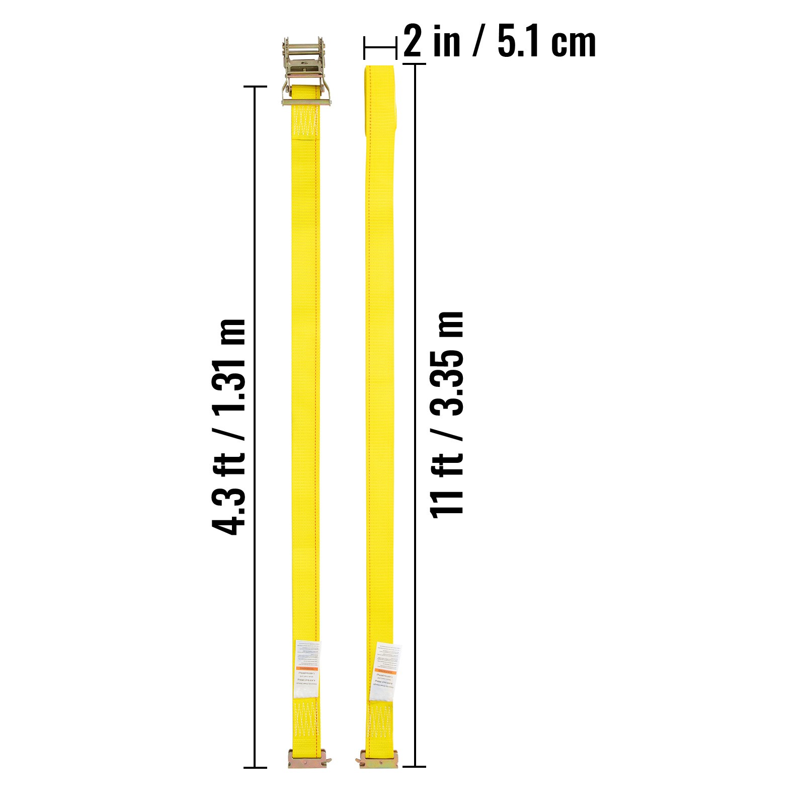 VEVOR 18 Pack E-Track Ratchet 2″ x 15′ Tie Down Strap 4000 lbs Breaking Strength