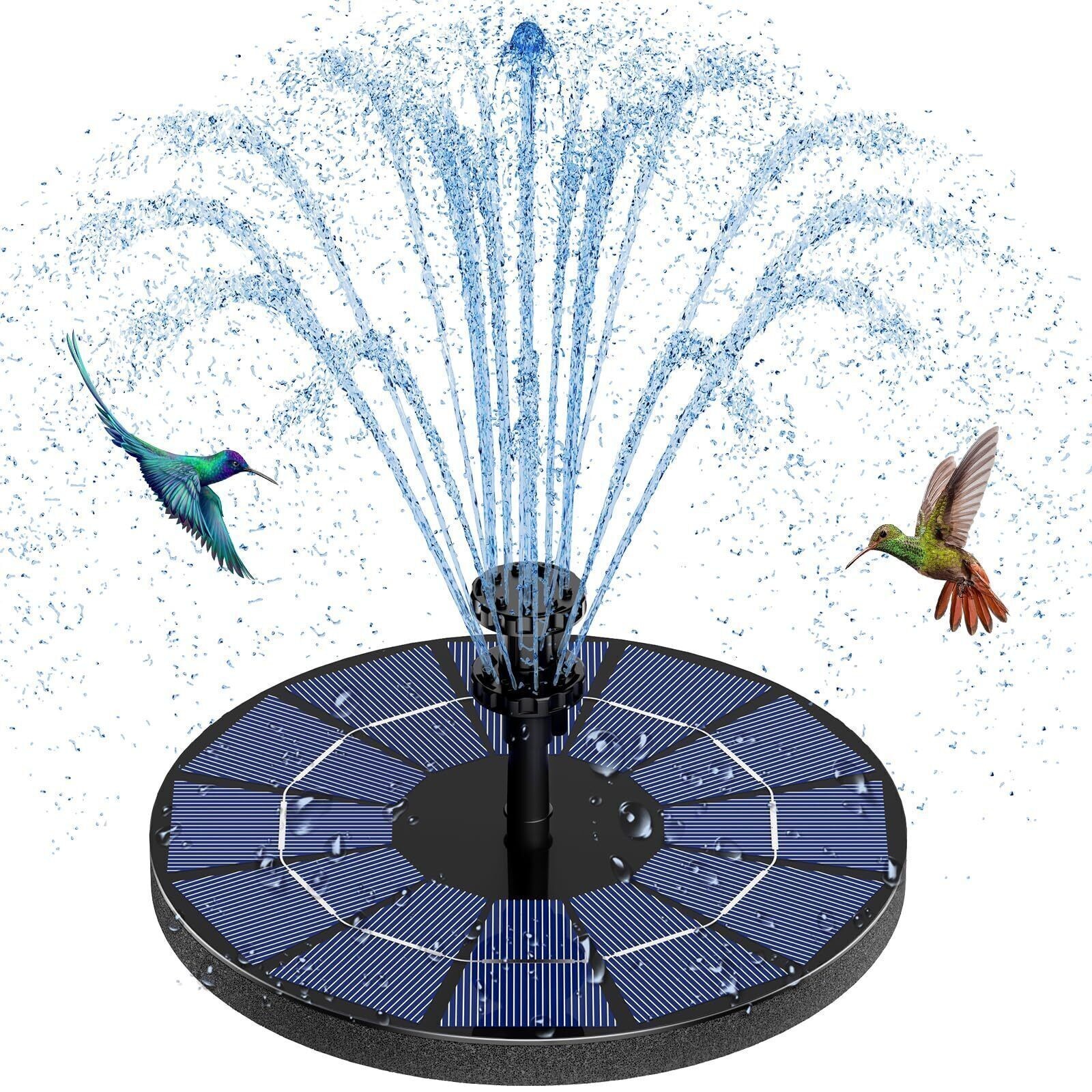 Solar Fountain 3.5W Solar Panel 1500mAh Battery 6 Water Effects for Bird Bath