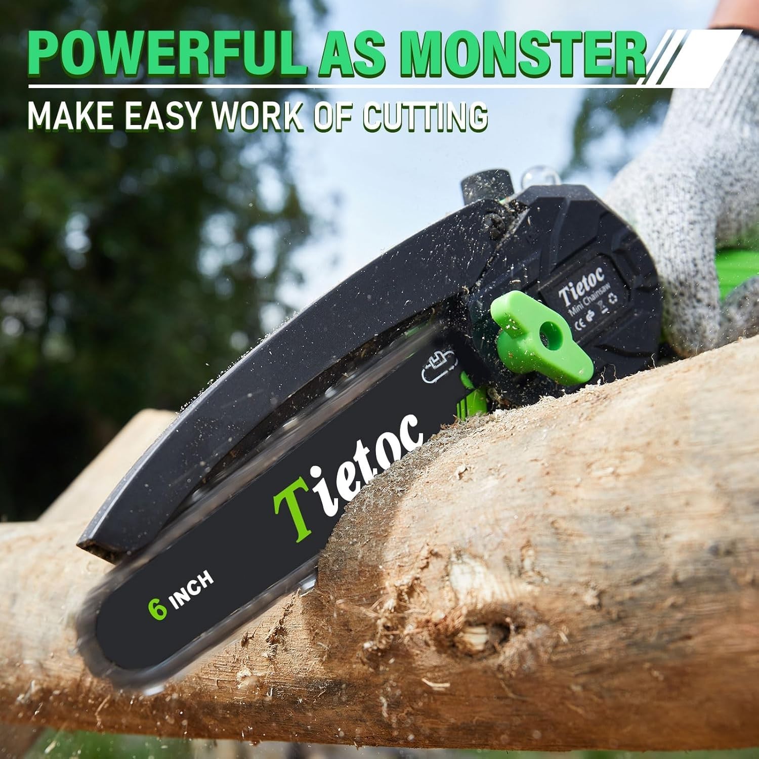 Tietoc Chainsaw 6 Inch Mini Electric Chainsaw Cordless Battery Powered, Hand Hel