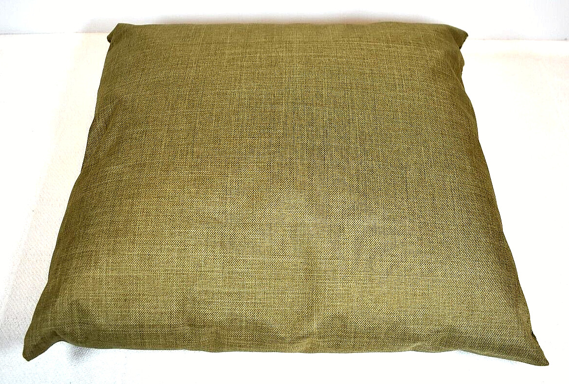 HANDCRAFTED Square Olive Green, Shiny Canvas Decorative Pillows (Set of 2)