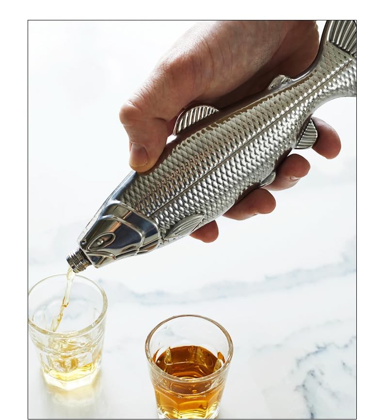 Moovul 1Pc Fish-Shape Hip Flask 5Oz Bottle Pocket Flask Steel Party Drinkware