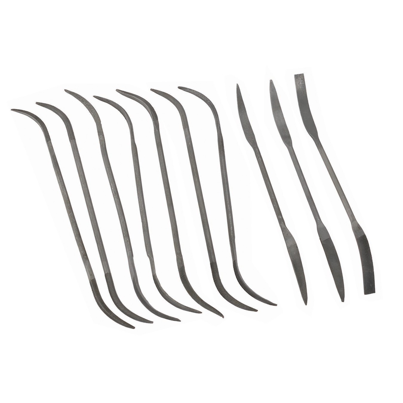 New KING 10pc Assorted Smooth Cut RIFFLER FILES, American Double Cut, Double End