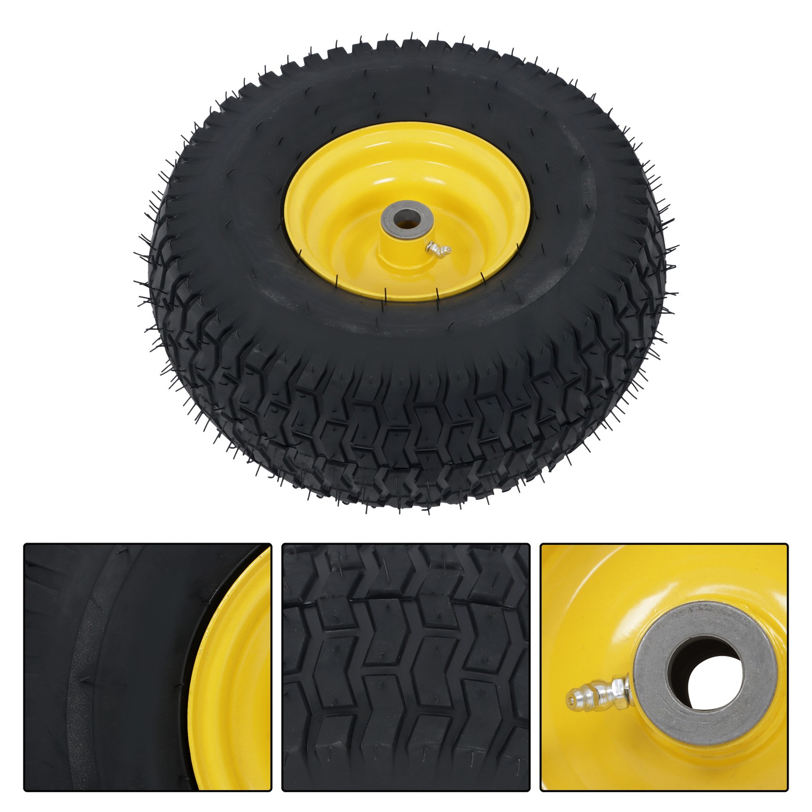 15×6.00-6 Inch Lawn Mower Tire & Wheel 3/4″ Axle, 3″ Hub Inflated Tires 2-Pack